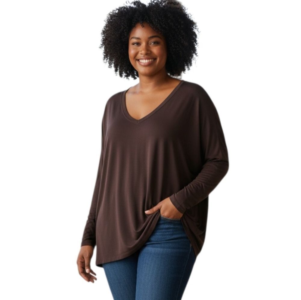 SO Women's Black V-Neck Long Sleeve Top Sz.3X EUC.
